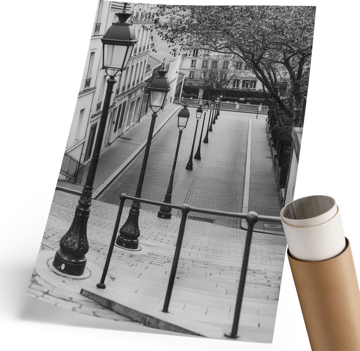 Coloray Polycanvas Poster - Stedelijk Landschap, Fotografie - 210 x 297 mm - Zwart-wit Wanddecoratie - Rechthoek - Decoratieve poster - Woonkamer, Slaapkamer, Kantoor - Klassiek