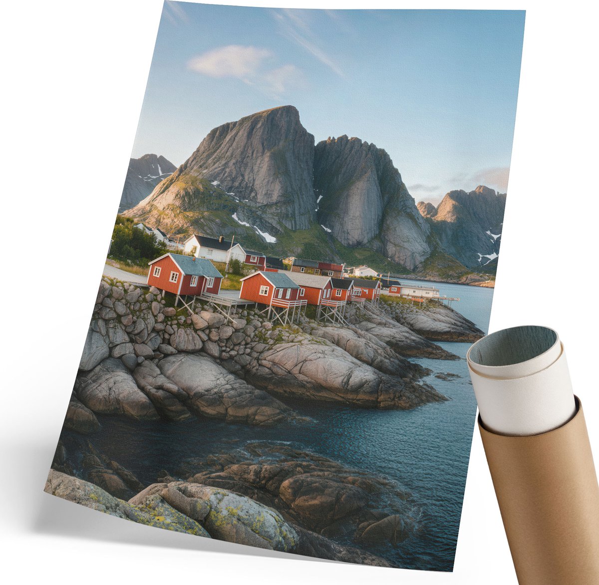 Coloray Polycanvas Wandposter - Bergnederzetting, Fotografie - 210 x 297 mm - Grijs Decoratie - Rechthoek - Interieurdecoratie - Woonkamer, Slaapkamer, Kantoor - Klassiek