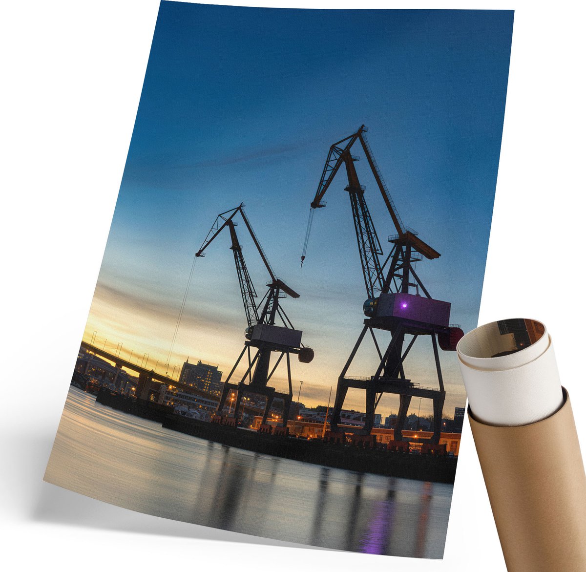 Coloray Polycanvas Poster - Industrielandschap, Fotografie - 210 x 297 mm - Blauw Kunst - Rechthoek - Kunstposter - Woonkamer, Slaapkamer, Kantoor - Industrieel