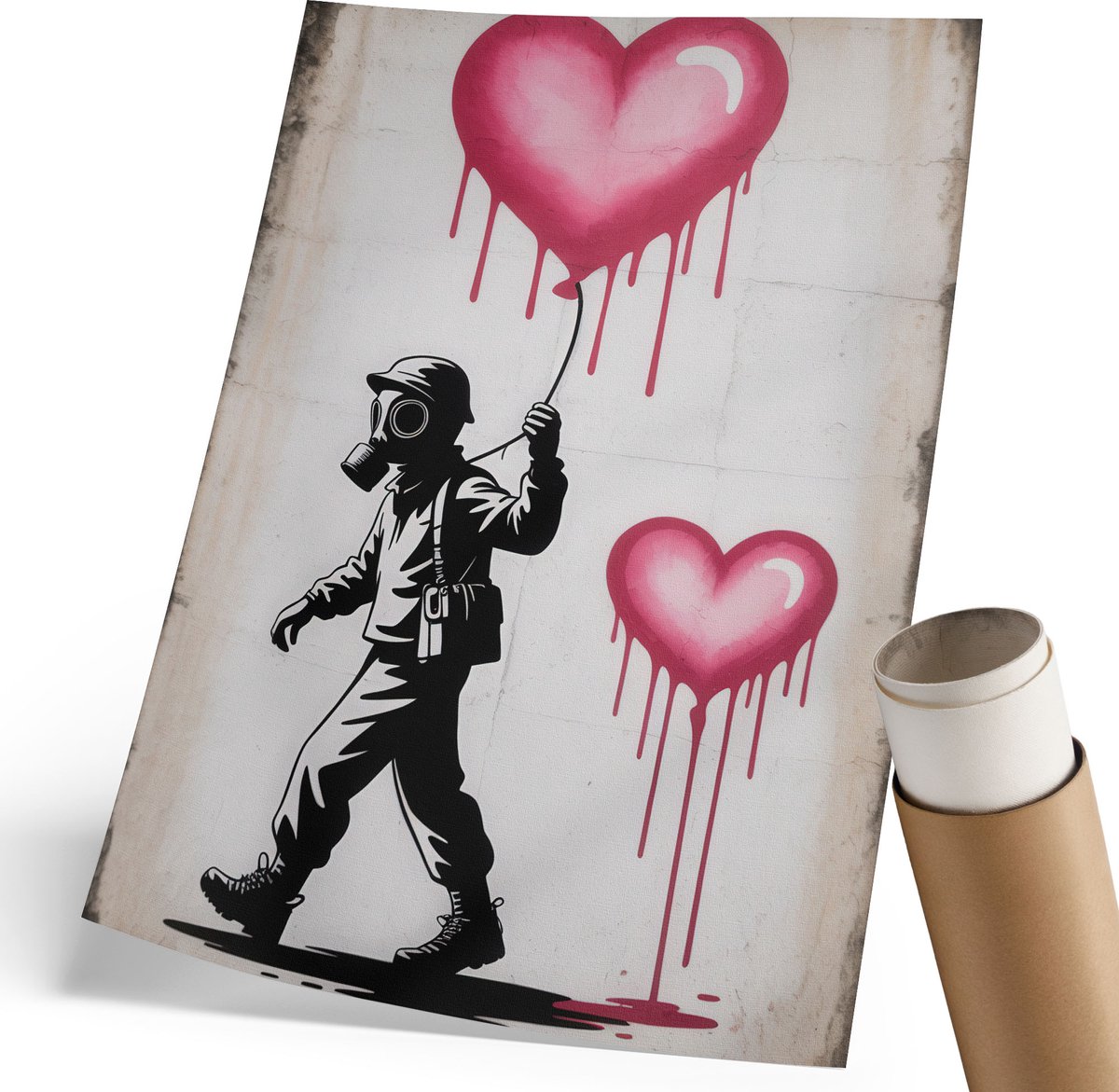 Coloray Polycanvas Poster - Graffiti Hart, Illustratie - 210 x 297 mm - Roze Wanddecoratie - Rechthoek - Kunstposter - Woonkamer, Slaapkamer, Kantoor - Expressief