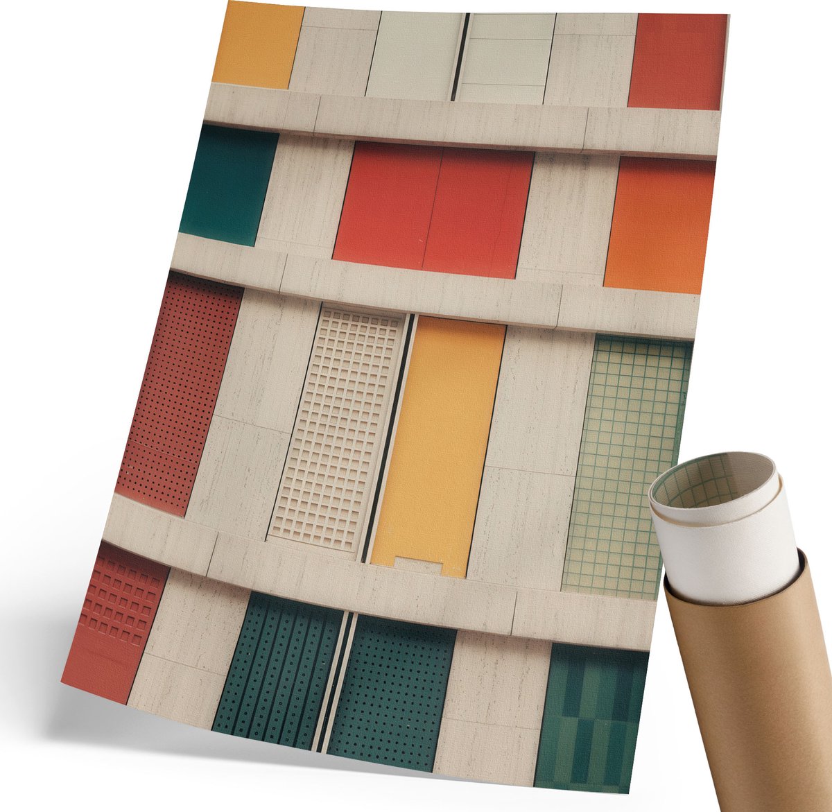 Coloray Polycanvas Wandposter - Kleurrijke Gevel, Schilderen - 210 x 297 mm - Rood Kunst - Rechthoek - Wandkunstwerk - Woonkamer, Slaapkamer, Kantoor - Modern