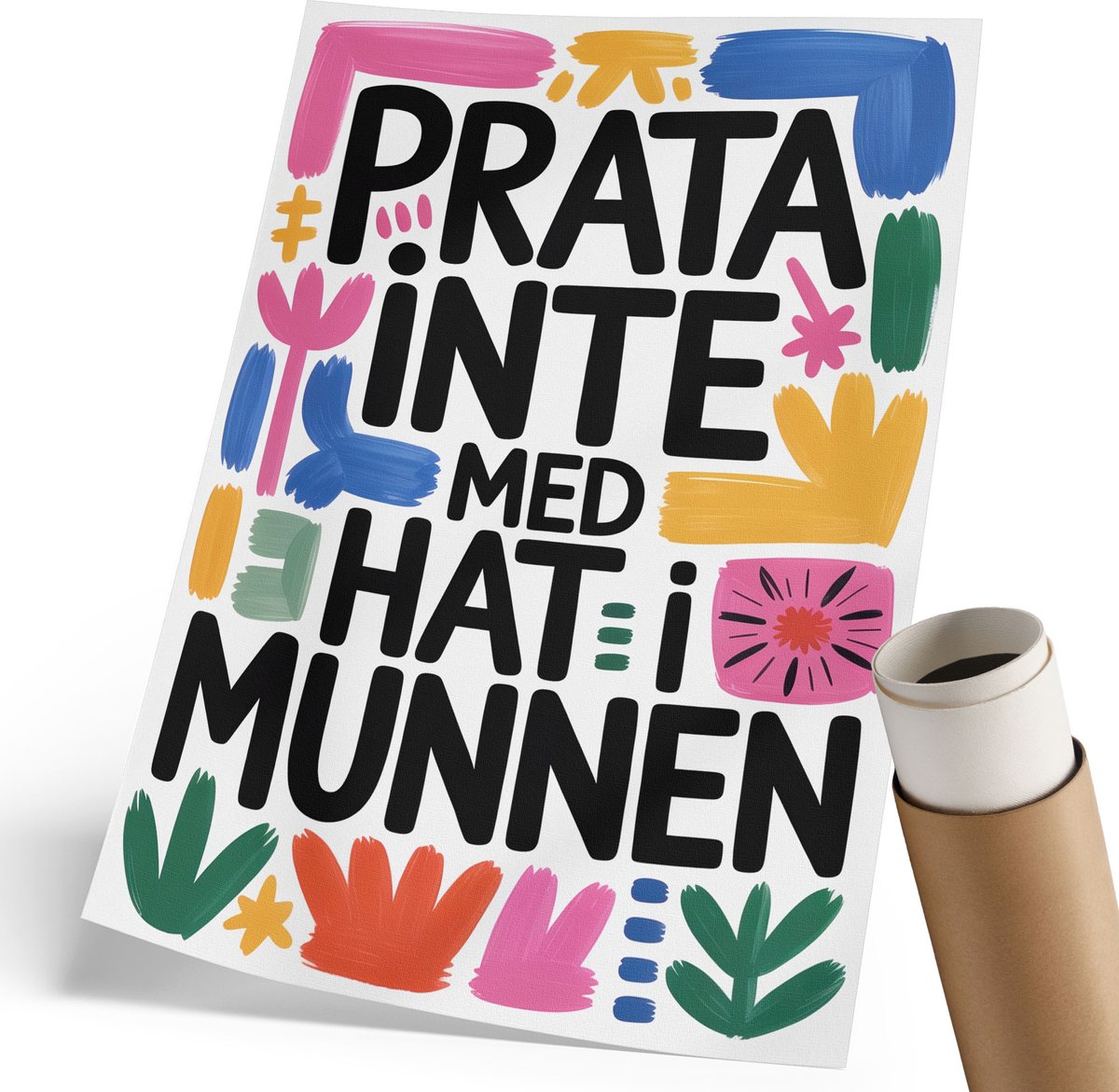 Coloray Canvas Poster Polycanvas - Tekst En Kleuren, Typografie - 210 x 297 mm - Zwart Decoratie - Rechthoek - Kunstposter - Woonkamer, Slaapkamer, Kantoor - Expressief