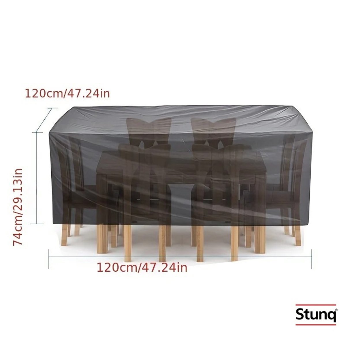Stunq Vierkante tuintafel en stoelhoes 120x120x74 cm waterdicht Oxford doek Donkergrijs