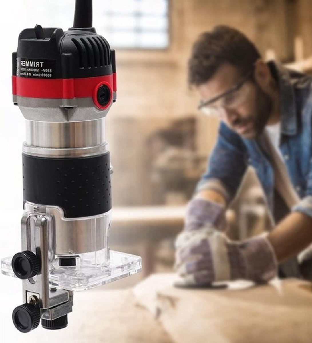 Bovenfrees - Houtfrees Kantenfrees - Houtbewerking Afwerking - Zuivere Koperen Motor - 635 mm - Zwart en Rood
