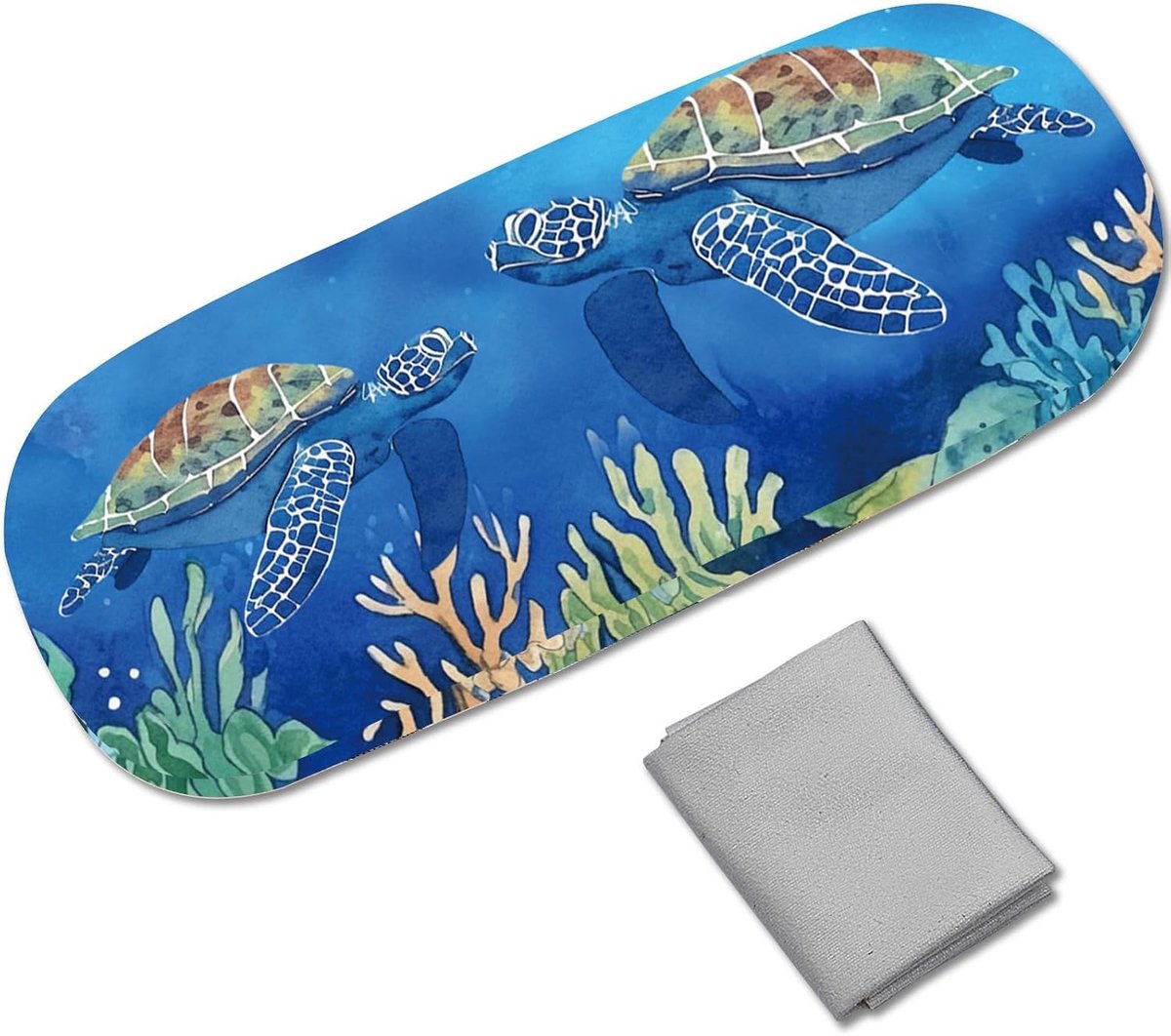 Draagbare en Dunne Harde Leren Brilcase met Schoonmaakdoek voor Zonnebrillen en Optische Brillen 16.3 x 6.3 x 3.8cm