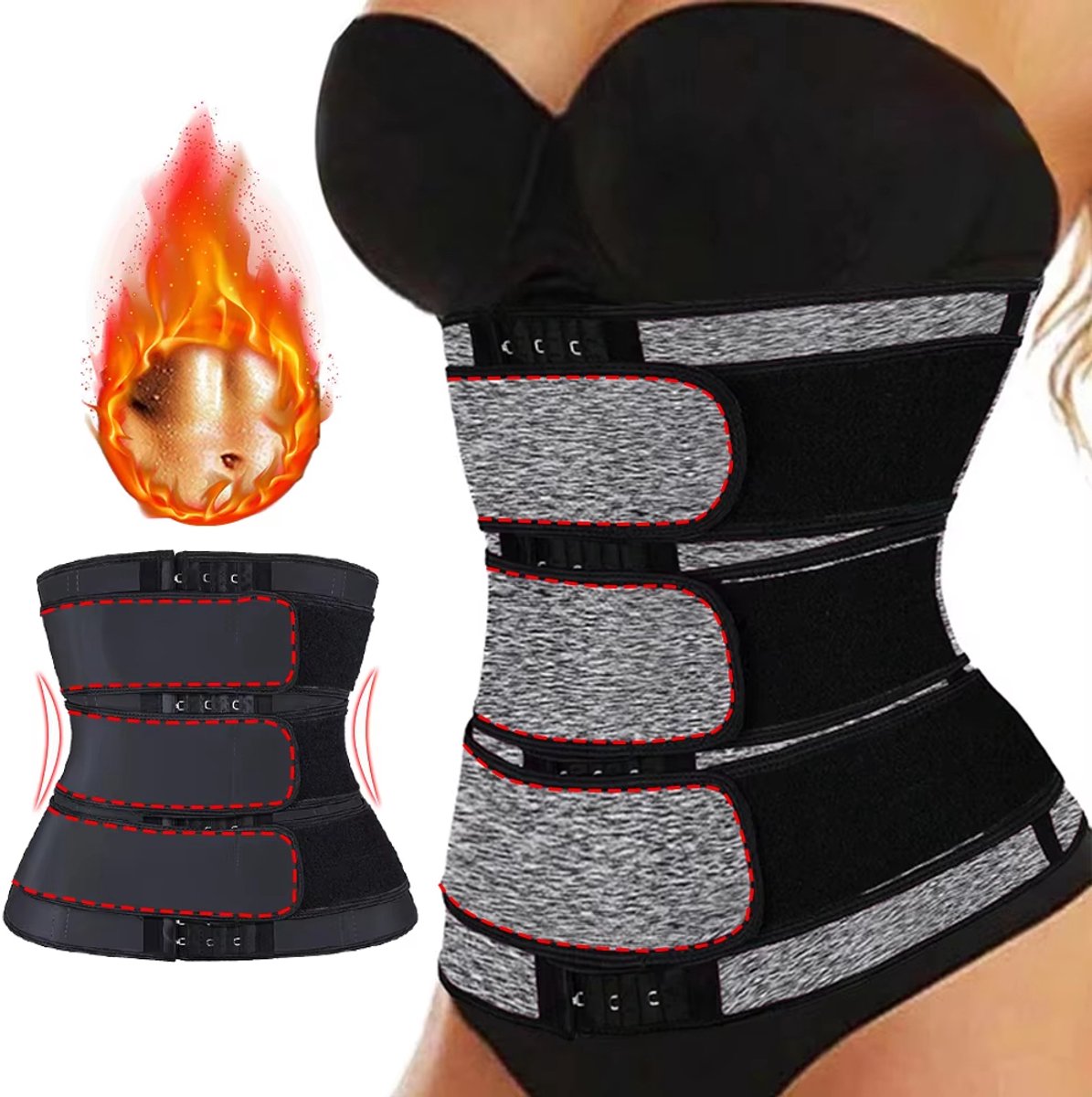 Dames Taille Trainer Shapewear – Buik Corrigerende Tailleband, 3-laags Taille Shaper, Buikcontrole & Compressieband - Grijs - Maat S