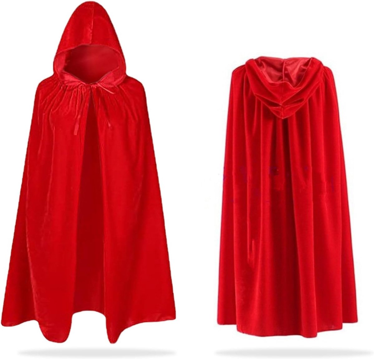 Rode Vampier Cape met Kap van Fluweel voor Halloween, Kerst en Verkleedpartijen voor Volwassenen en Unisex Cosplay