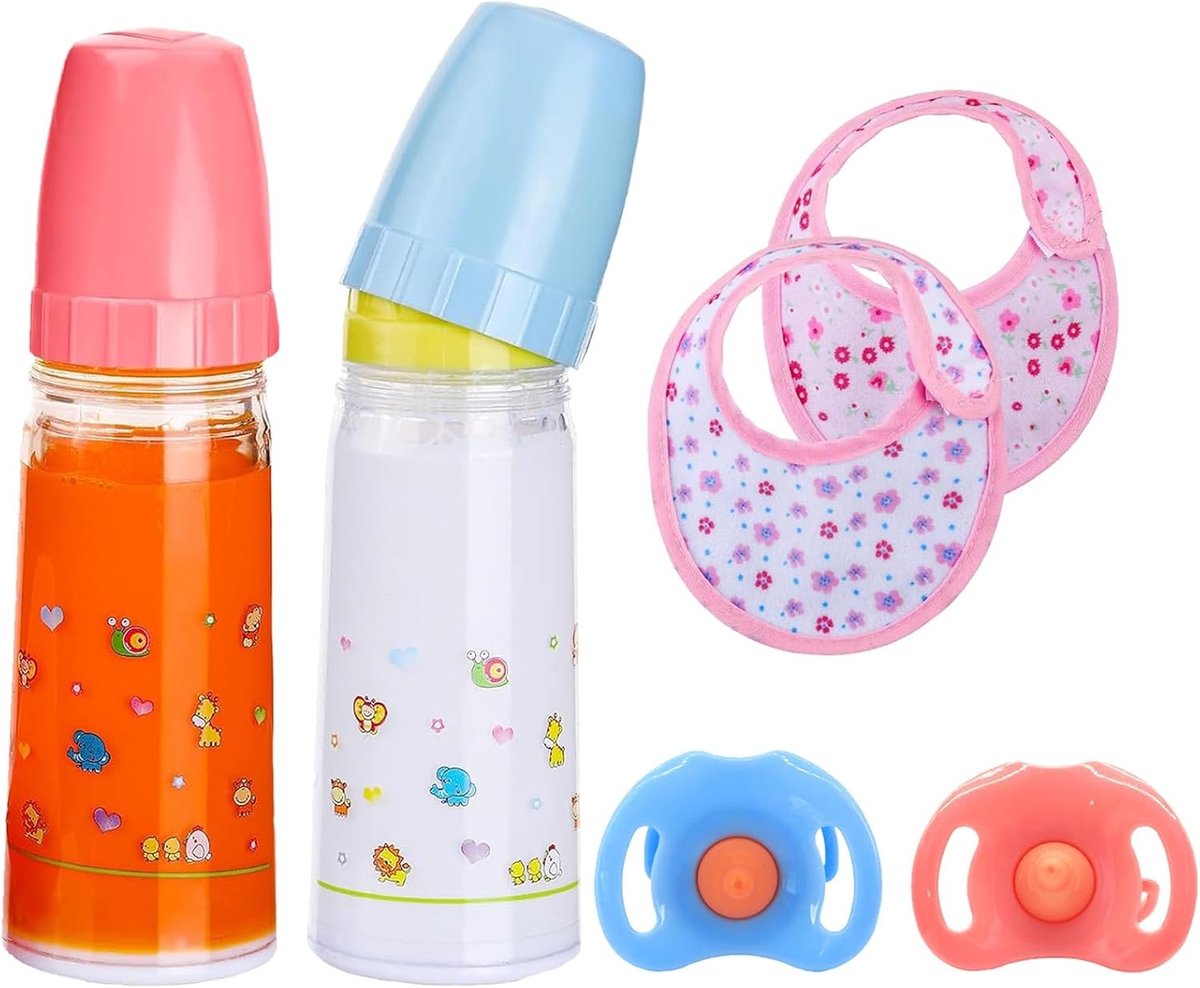 Doll accessoires set met 6 stuks, inclusief magische flessen, zuigflesjes en melkflessen voor poppen, geschikt voor kinderen vanaf 3 jaar