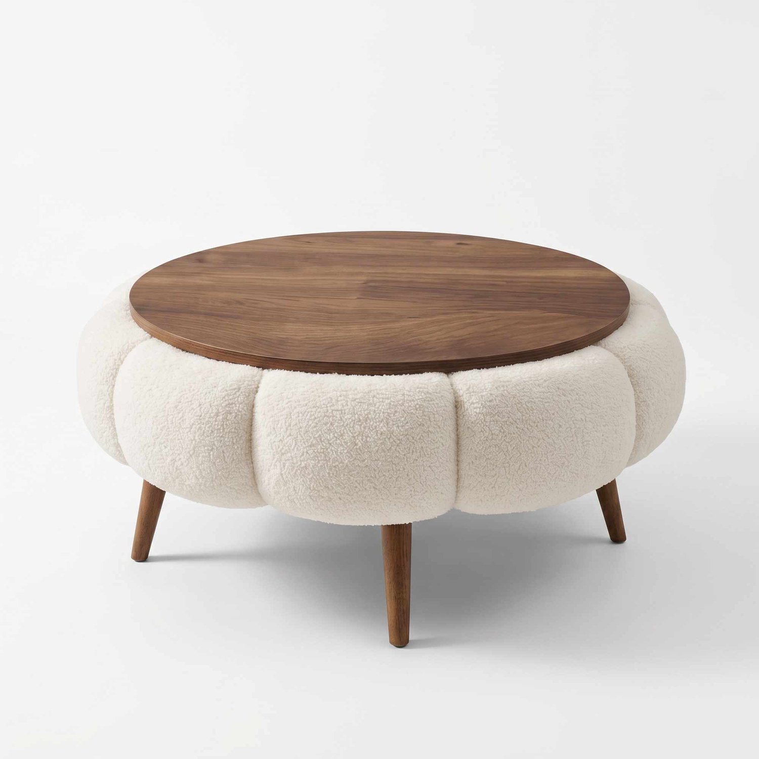 Skye Decor Papatya 60 – Salontafel – Wit/Walnoot – Ø60 x 44 cm