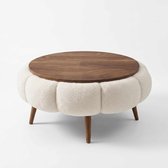 Skye Decor Papatya 60 – Salontafel – Wit/Walnoot – Ø60 x 44 cm