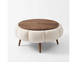 Skye Decor Papatya 60 – Salontafel – Wit/Walnoot – Ø60 x 44 cm