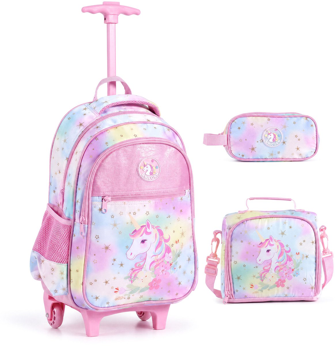 COSTWAY Rugzak voor kinderen met wielen, schoolrugzak, trolley, Meerkleurig