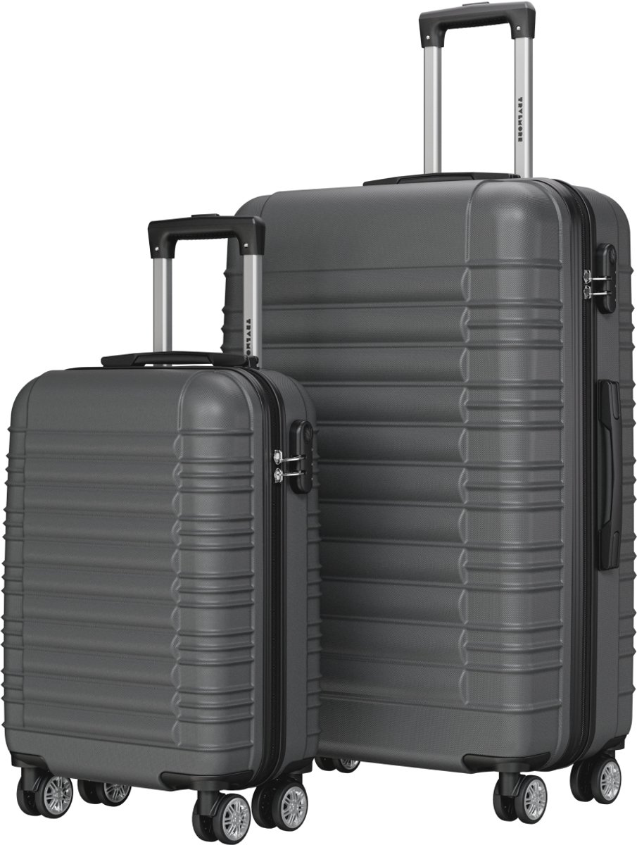 TRVLMORE Kofferset - 2 Delig - 38L Handbagage + 110L Ruimbagage - Lichtgewicht - Trolley - Reiskoffer Set - Donkergrijs