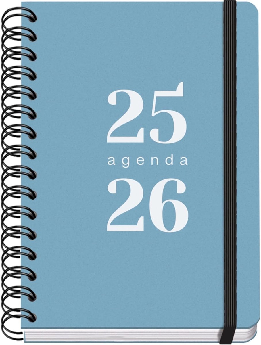 Schoolagenda a4 formaat 2026/2027 - Blauw - A5 Dag per Pagina - Flexibele Plastic Kaft - Voor Studenten