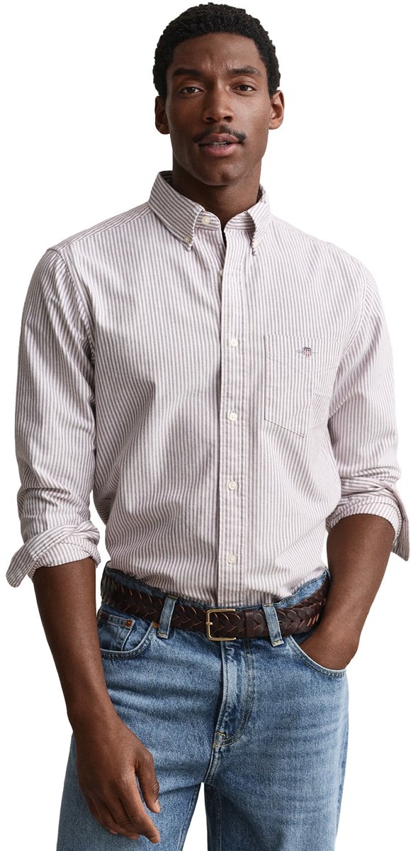 Gant Regular Fit overhemden bordeaux gestreept