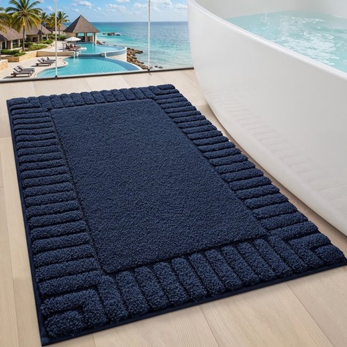 Badkamermat - Badkamerkleed Tapis - Badkamer Veiligheid - Extra Zacht Absorberend - 50 x 81 cm - Blauw