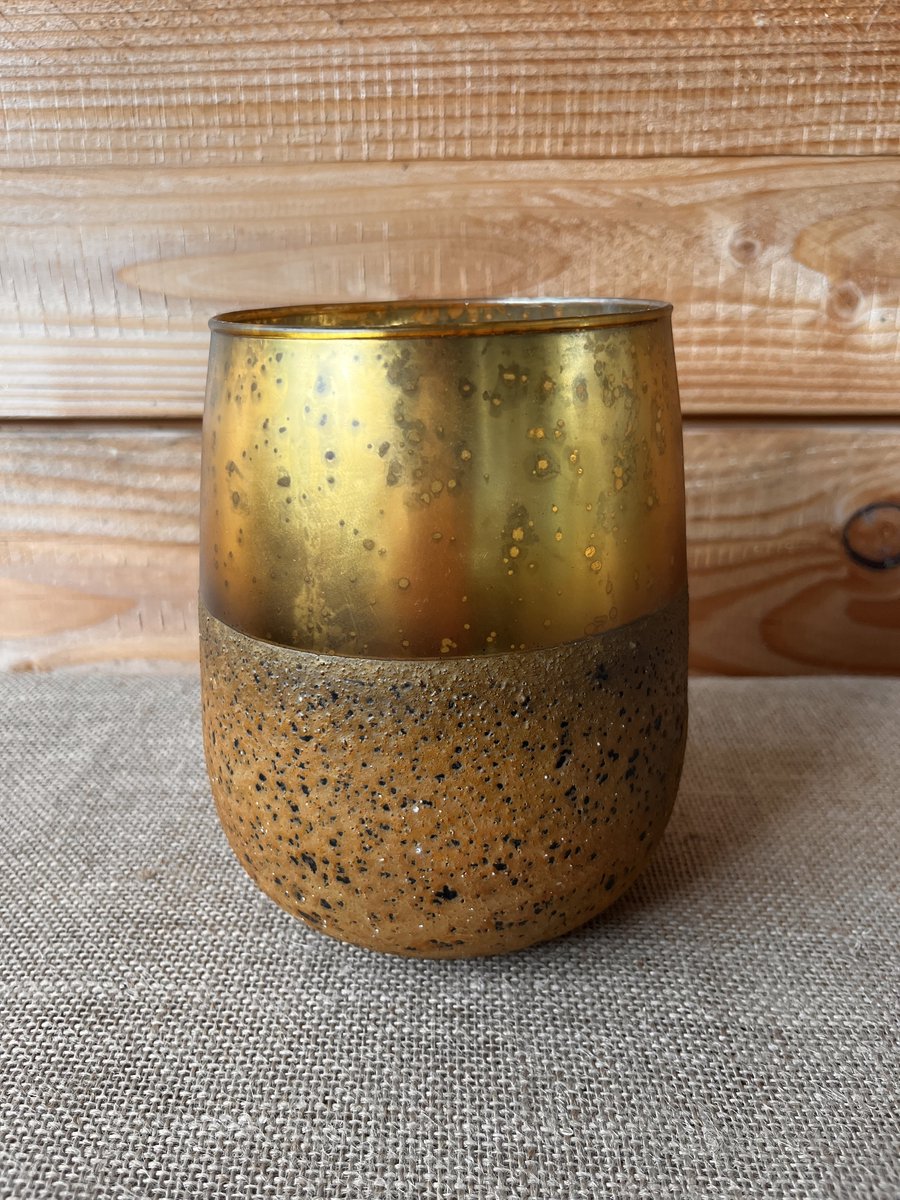 Votive windlicht, goud/bruin