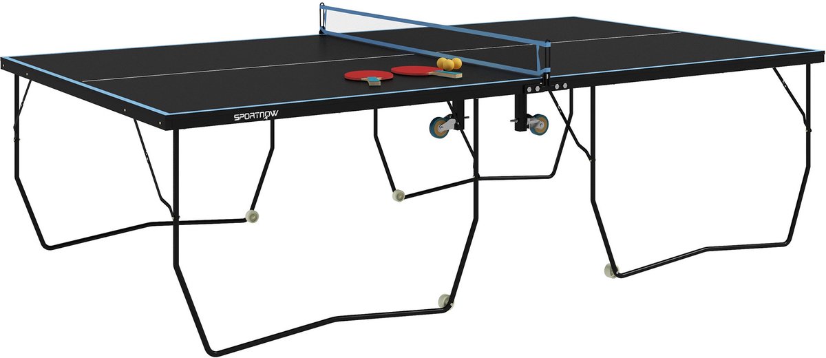 REDOM - Tafeltennistafel - Klapbaar ontwerp - Met net en wielen - Outdoor gebruik - Zwart - 274 x 152,5 x 76 cm