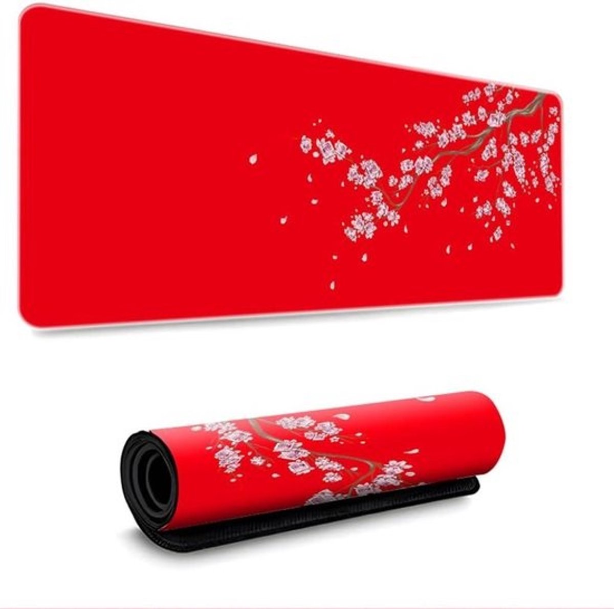 Grote Muismat - Bureauonderlegger Deskpad - Productief Werken - Genate Randen - 900 x 400 mm - Rood