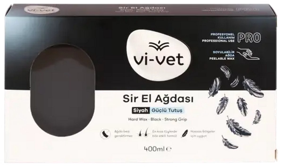 Vi-Vet Hard Wax Black 400 ml – Harde Ontharingswax Zonder Strips – Zwarte Hars