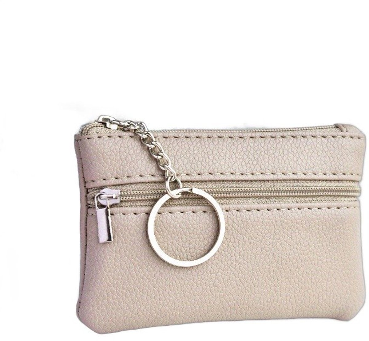 Currero Portomonee - Portemonnee Dames & Heren - RFID Anti Skim - Pasjeshouder - Klein Model - Met Rits - Kunstleer - Beige