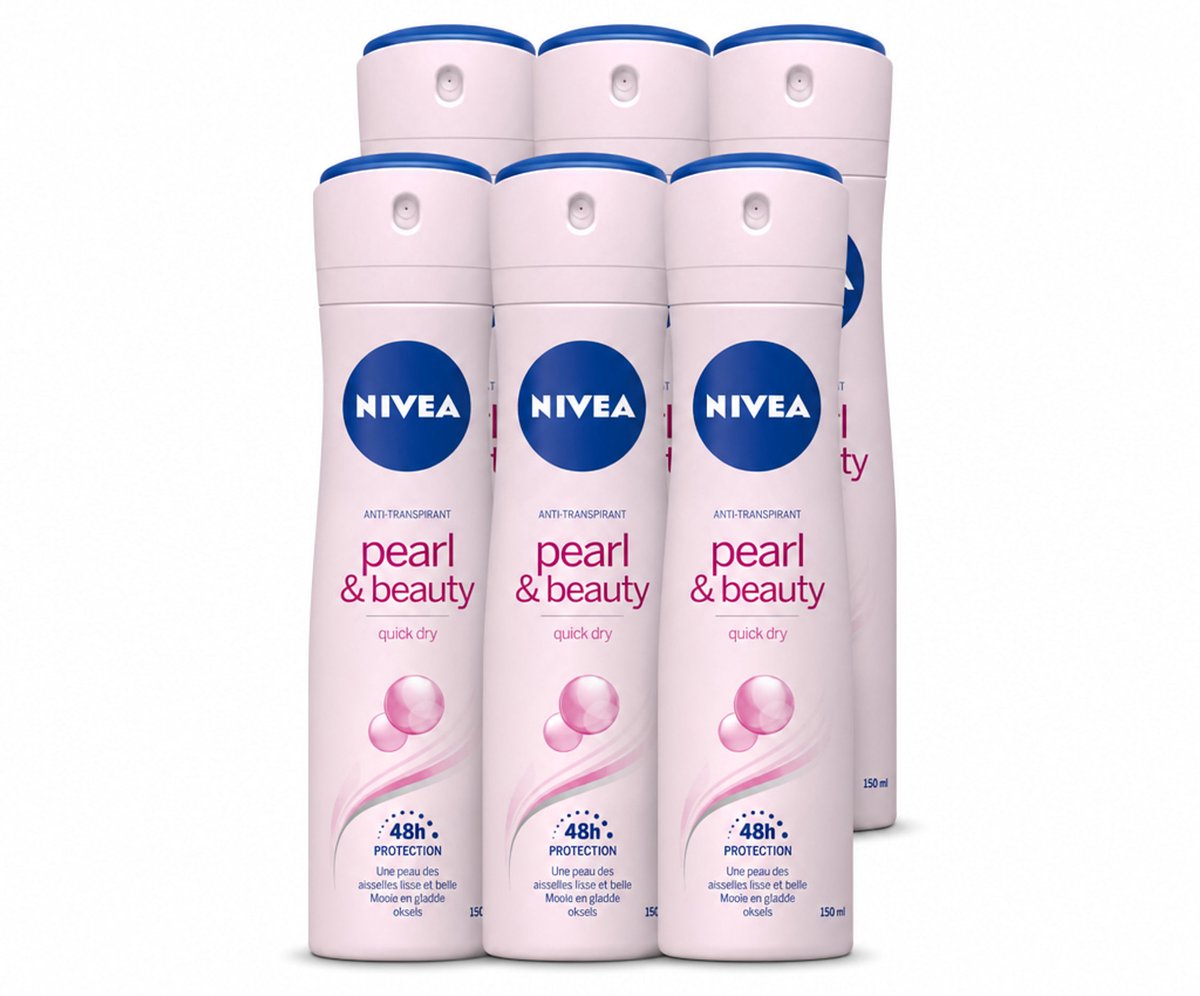6 x NIVEA – Deodorant Spray – Pearl & Beauty – 150 ml - Voordeelverpakking - 6 stuks