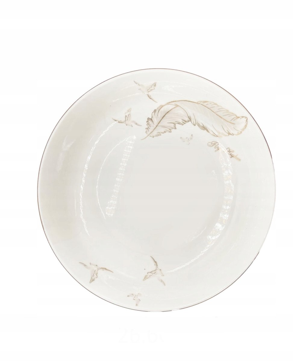 Keramische Dinerbord Ecru met Gouden Veer 26,6cm