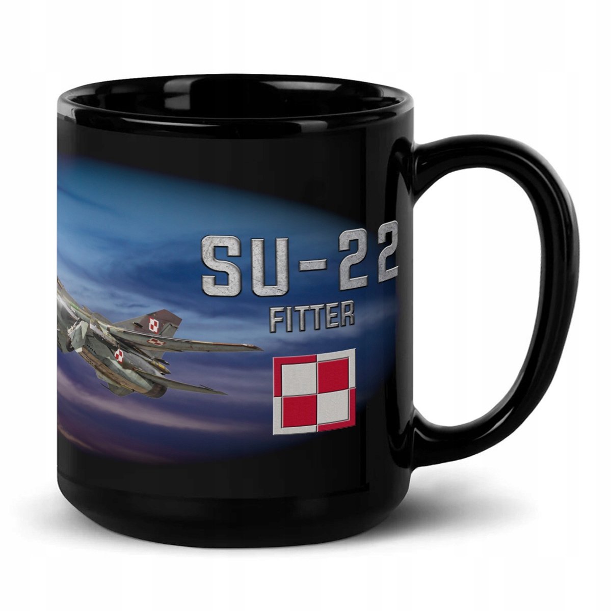 Zwarte Su-22 Fitter Mok: 500 ml Z Czarnym Design