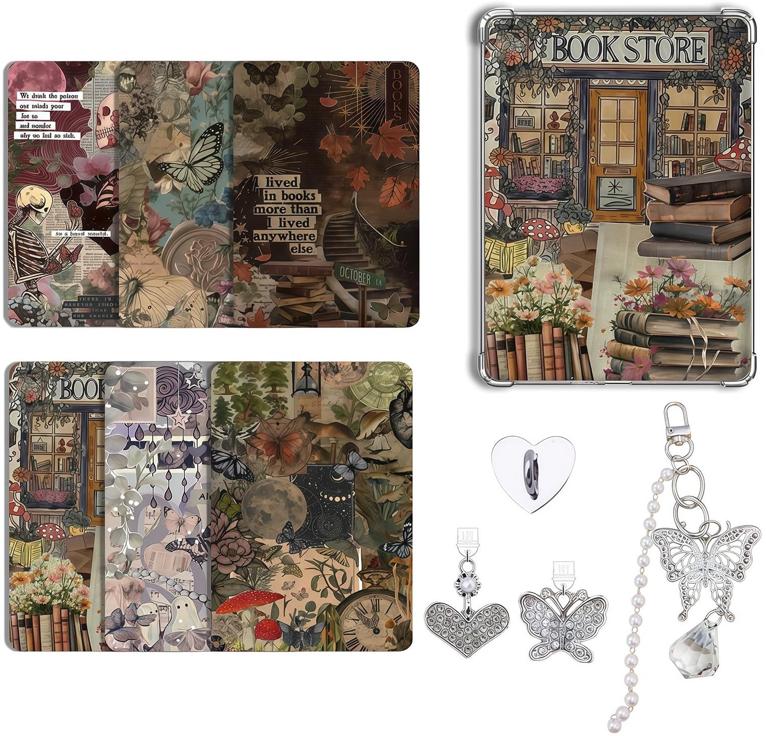 Set van 6 Decoratieve Inlegvellen voor E-Reader