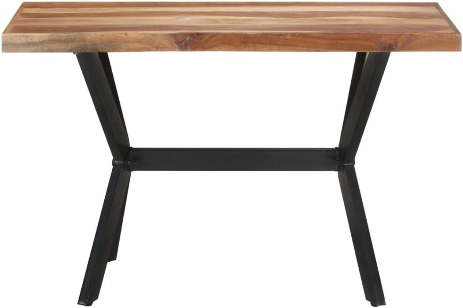 Houten eettafel, 120 x 60 x 75 cm, honingkleuren, industriële stijl, van acacia- en rubberhout met stalen frame, handgemaakt, voor keuken en eetkamer, robuuste constructie