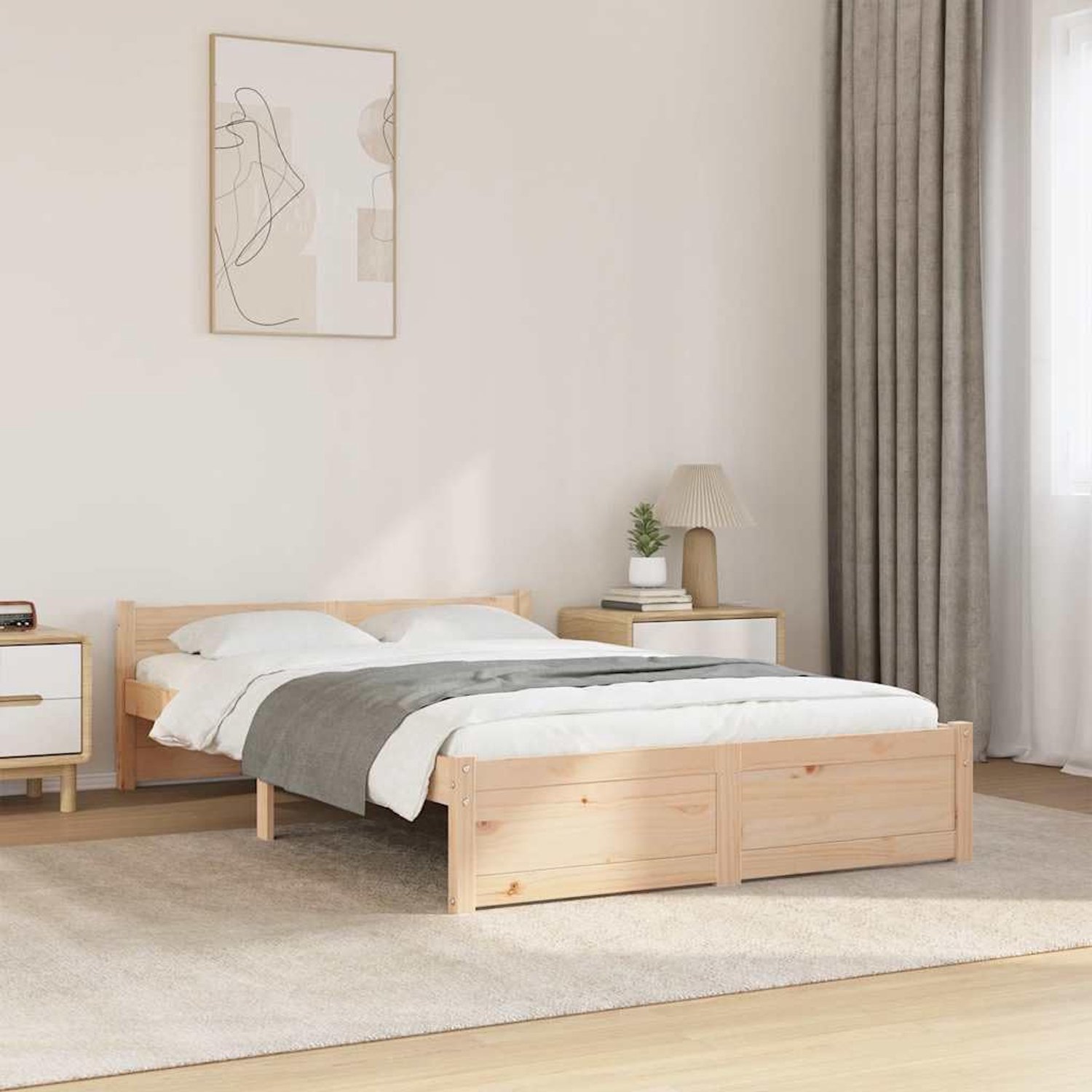 Zonder matras massief grenenhout 120x200 cm stevig lattenbodem hoofdeinde slaapkamer houten bed modern rustiek