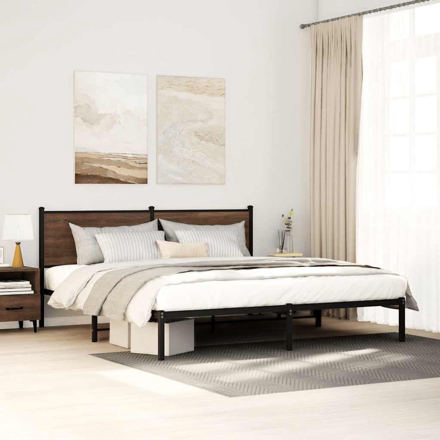 Bedframe met opbergruimte klassiek bruin eikenkleur 193x203 cm