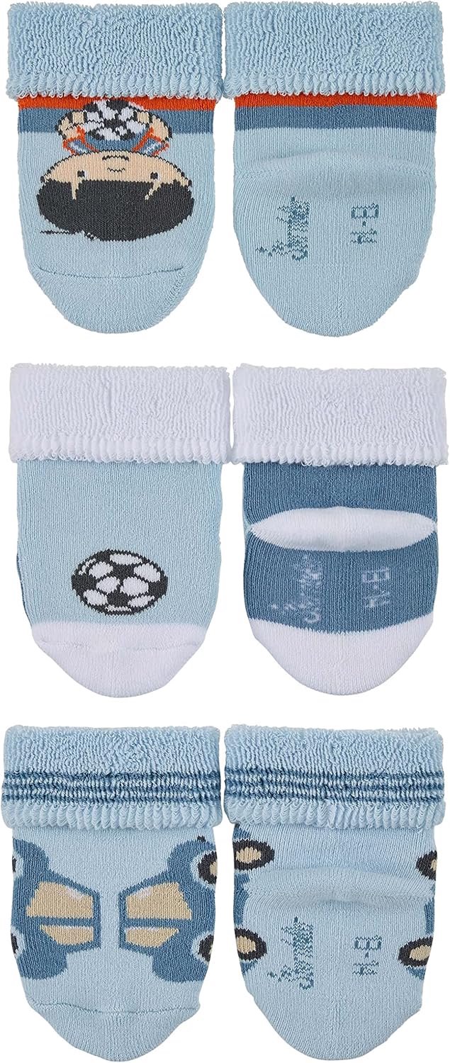 Babysokken met Antislip - 3 Paar - Blauw - Voetbal Thema