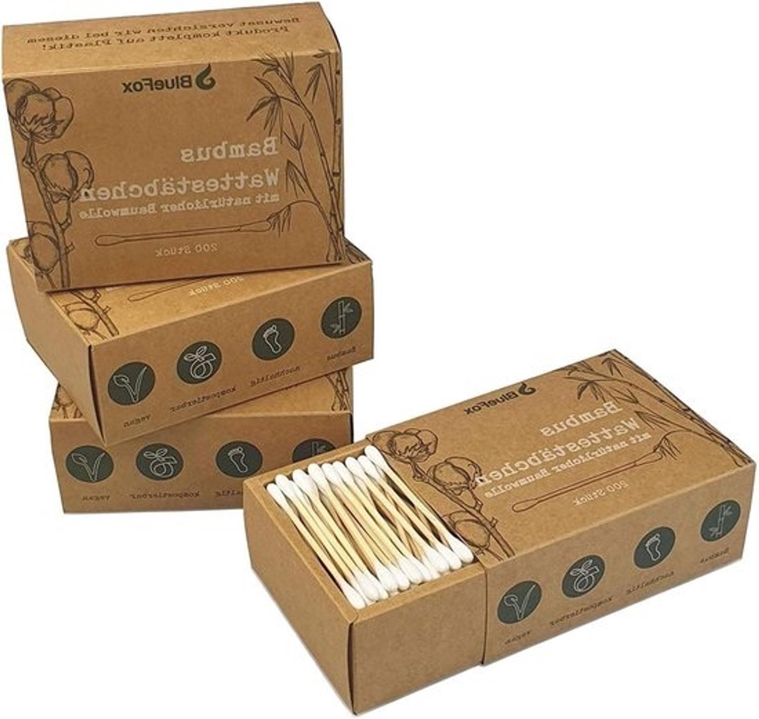 Bamboe wattenstaafjes - Katoenen wattenstaafjes - Persoonlijke hygiëne - 100% biologisch afbreekbaar - 800 stuks - Natuur