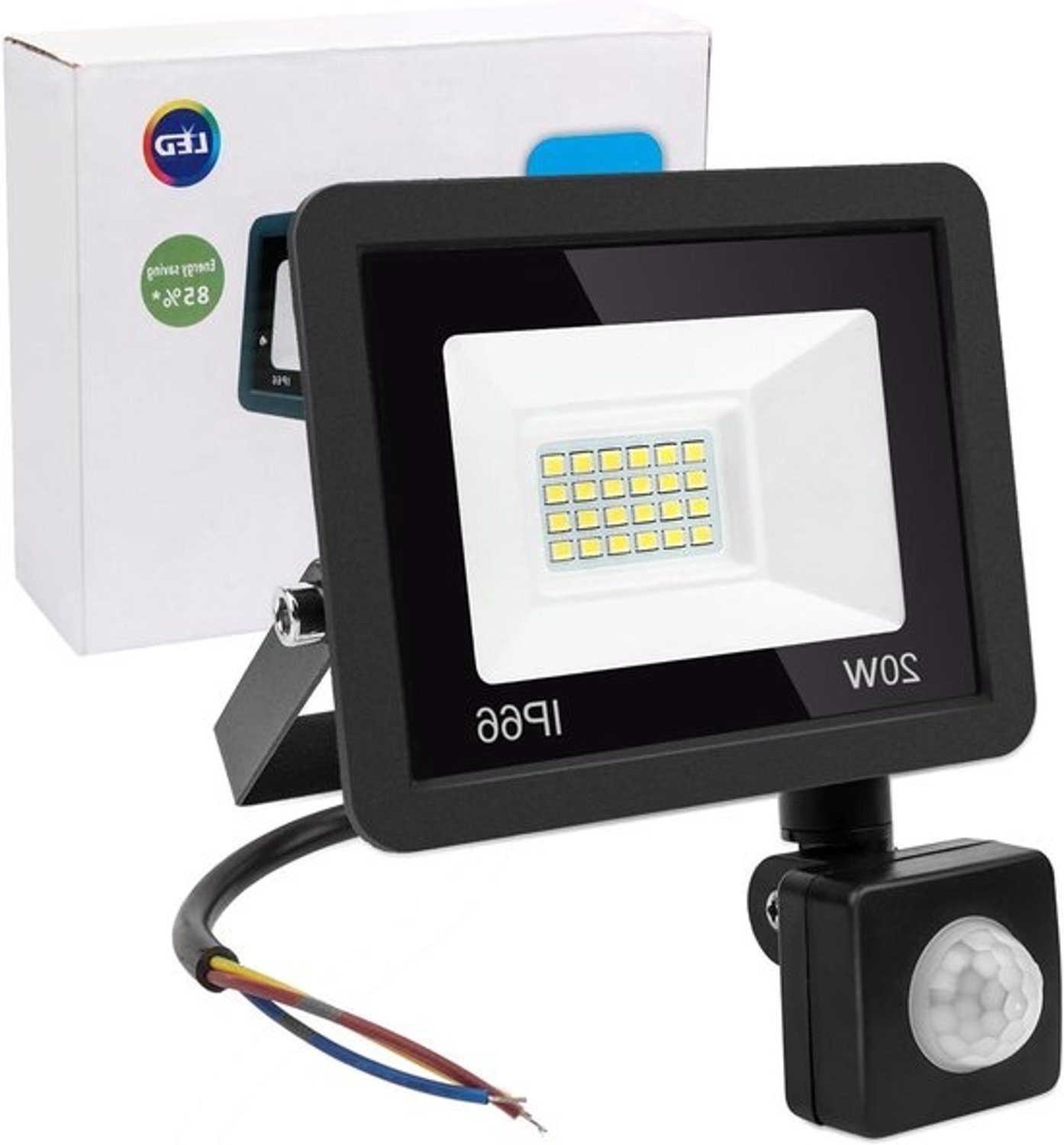 LED-spot met bewegingsmelder - Buitenlamp met sensor - Tuin en garage - IP66 waterdicht - 17cm kabel - Wit