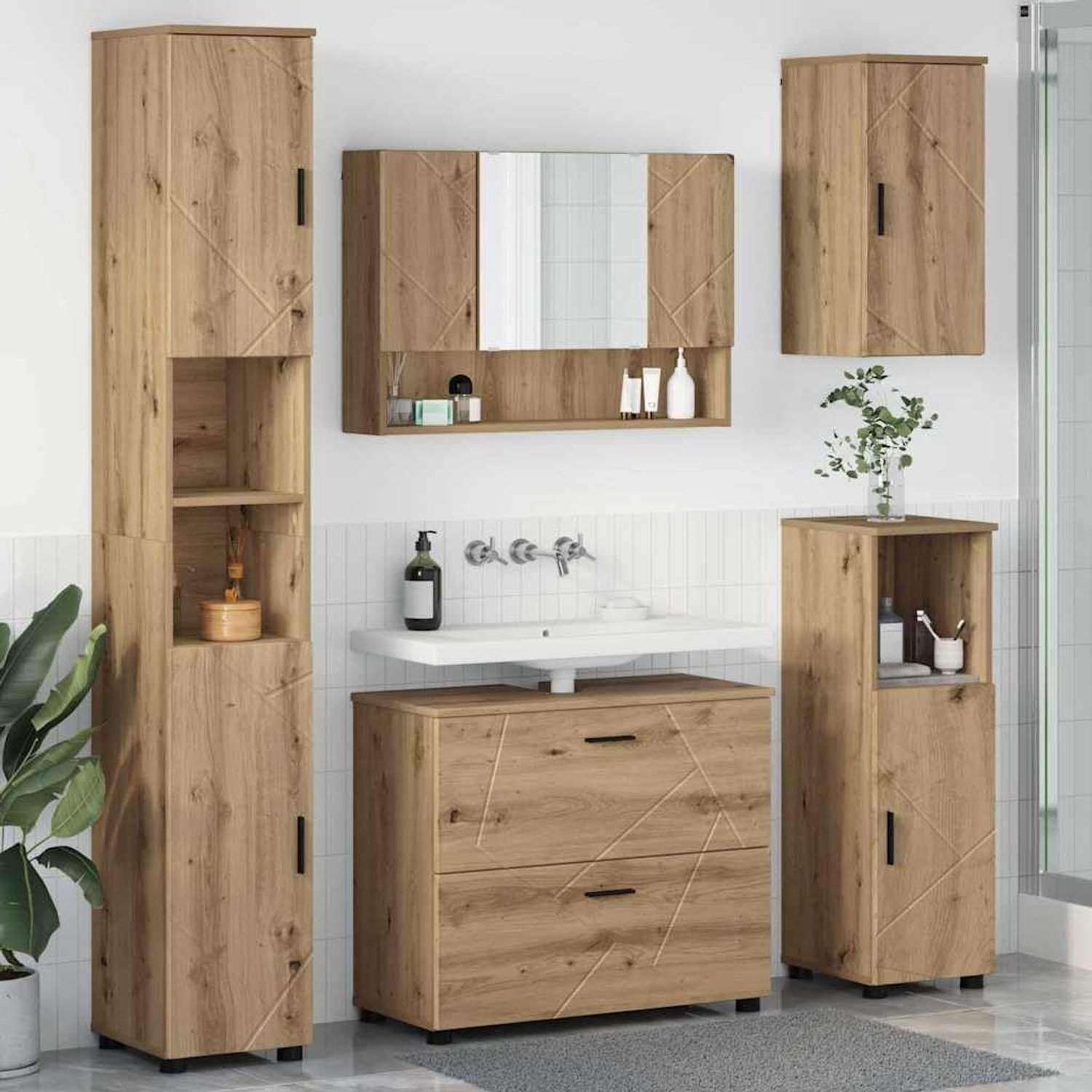 Badkamermeubelset 5 STK. Artisan eiken 35 x 30 x 192 cm