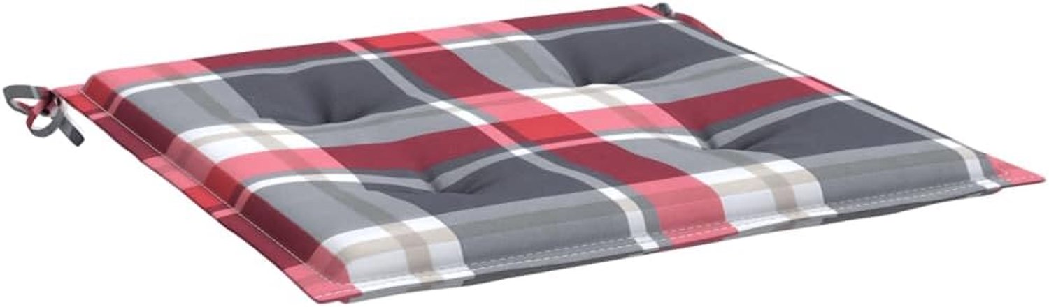Zitkussen voor terrasmeubels, zitkussens voor buiten, tuinstoelkussen, 4 stuks, rood ruitpatroon 50 x 50 x 3 cm Oxford-stof
