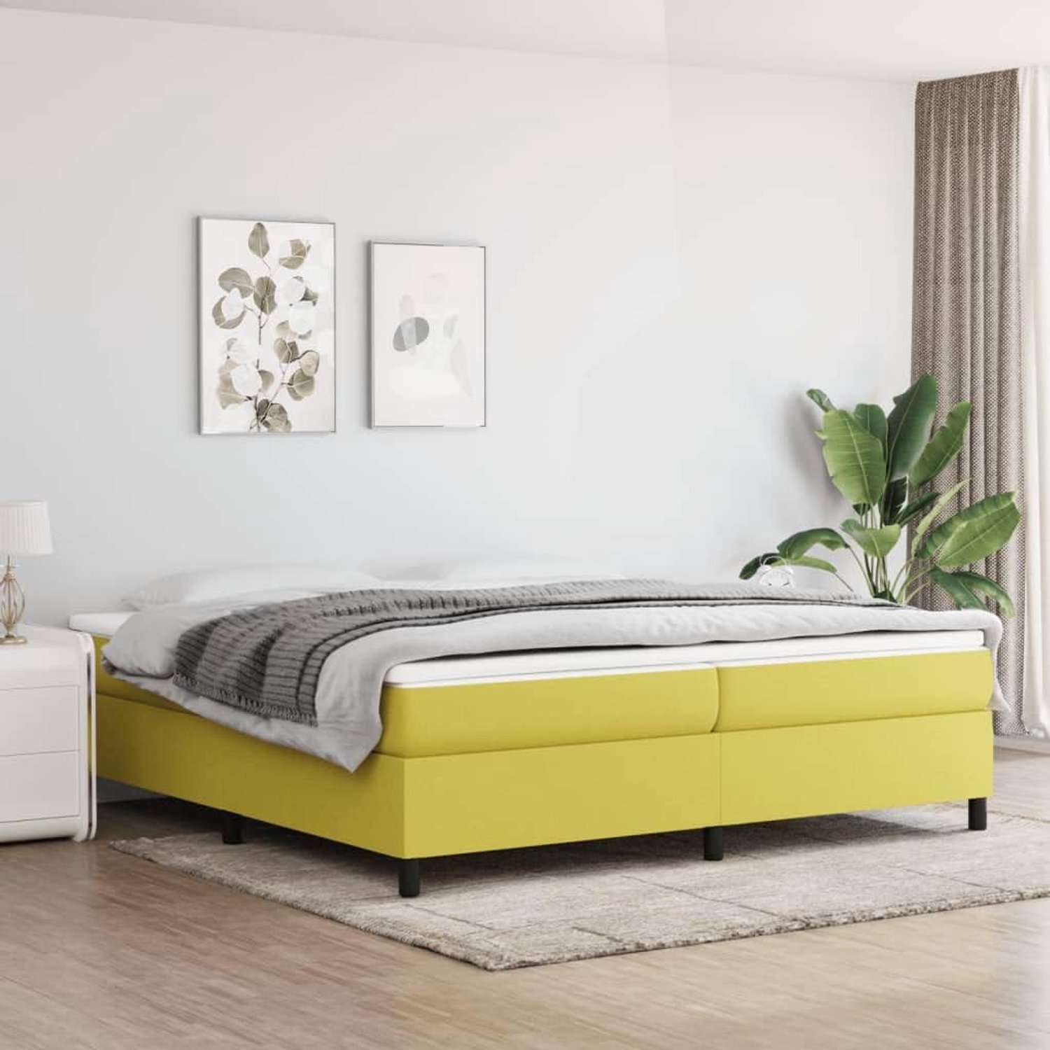 Familie bed palletbed boxspring bed groen 200x200 cm stof
