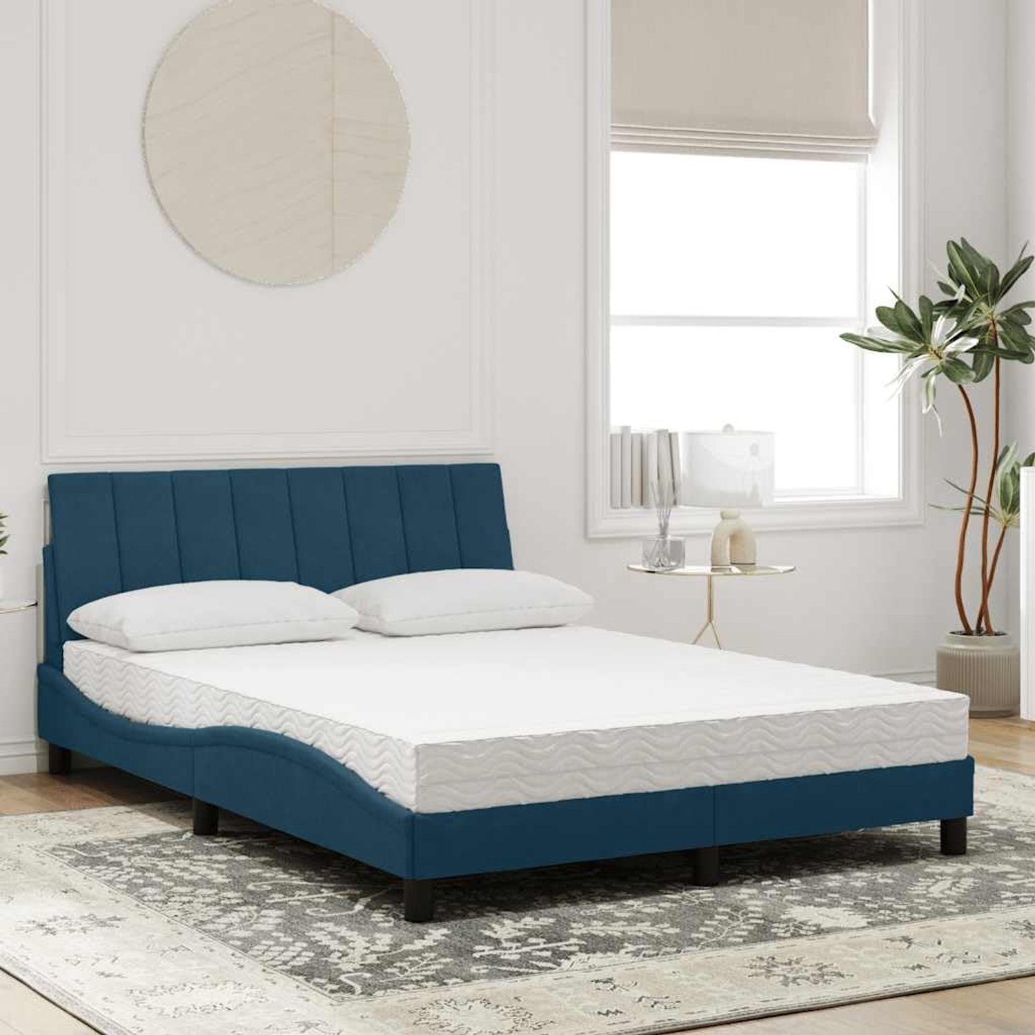 Bed met matras Slaapkamer Hanko Blauw 140x190 cm
