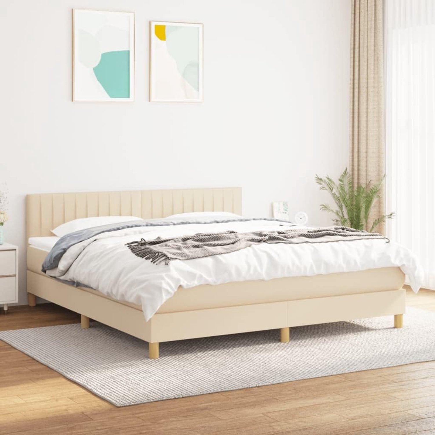 Duurzame stof Verstelbaar hoofdbord Boxspringbed 180x200 crème