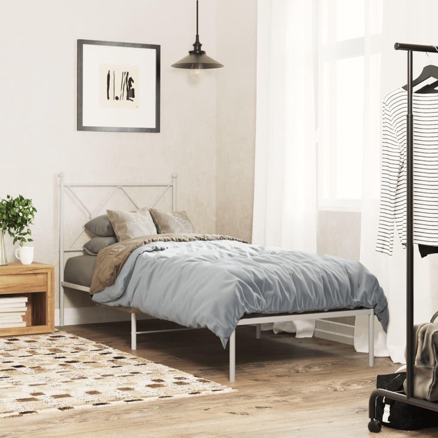 Stalen bedframe met opbergruimte klassiek wit 80x200 cm