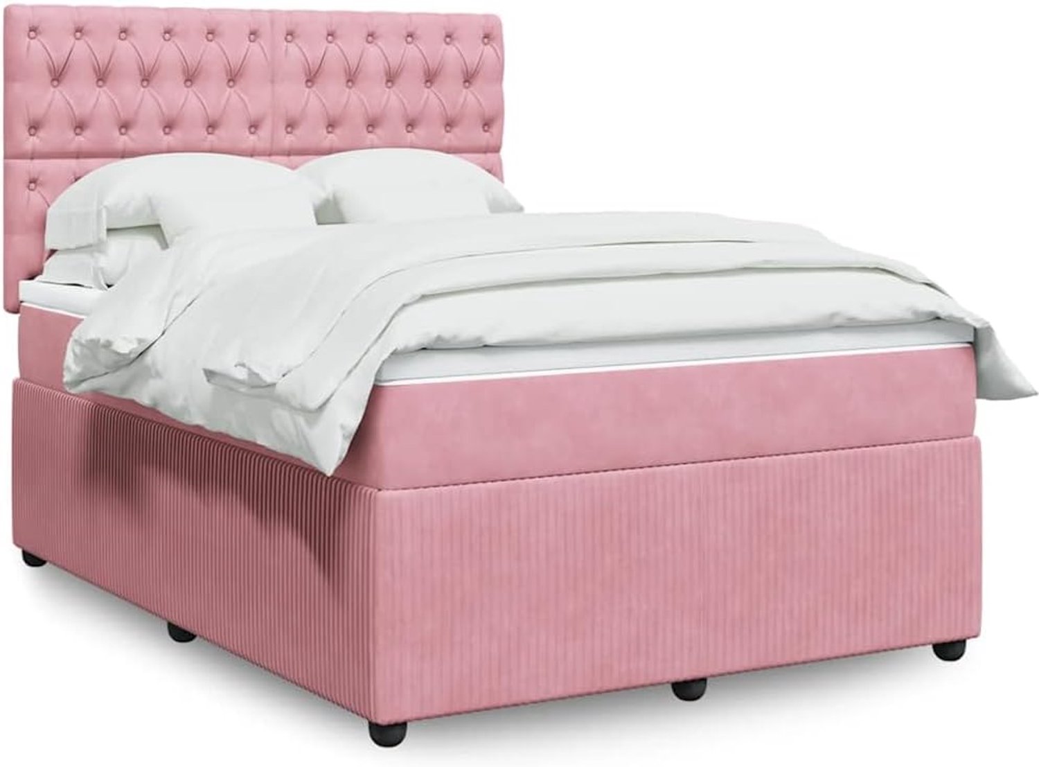 Fluwelen pocketvering boxspringbed roze 140x190 cm