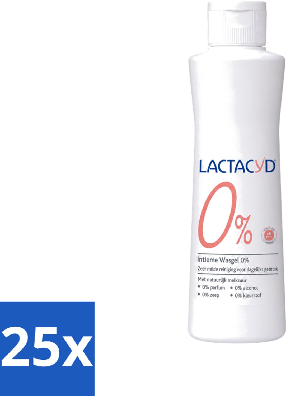 25 x Lactacyd – 0% – Milde Wasgel – 250 ml - Voordeelverpakking - 25 stuks