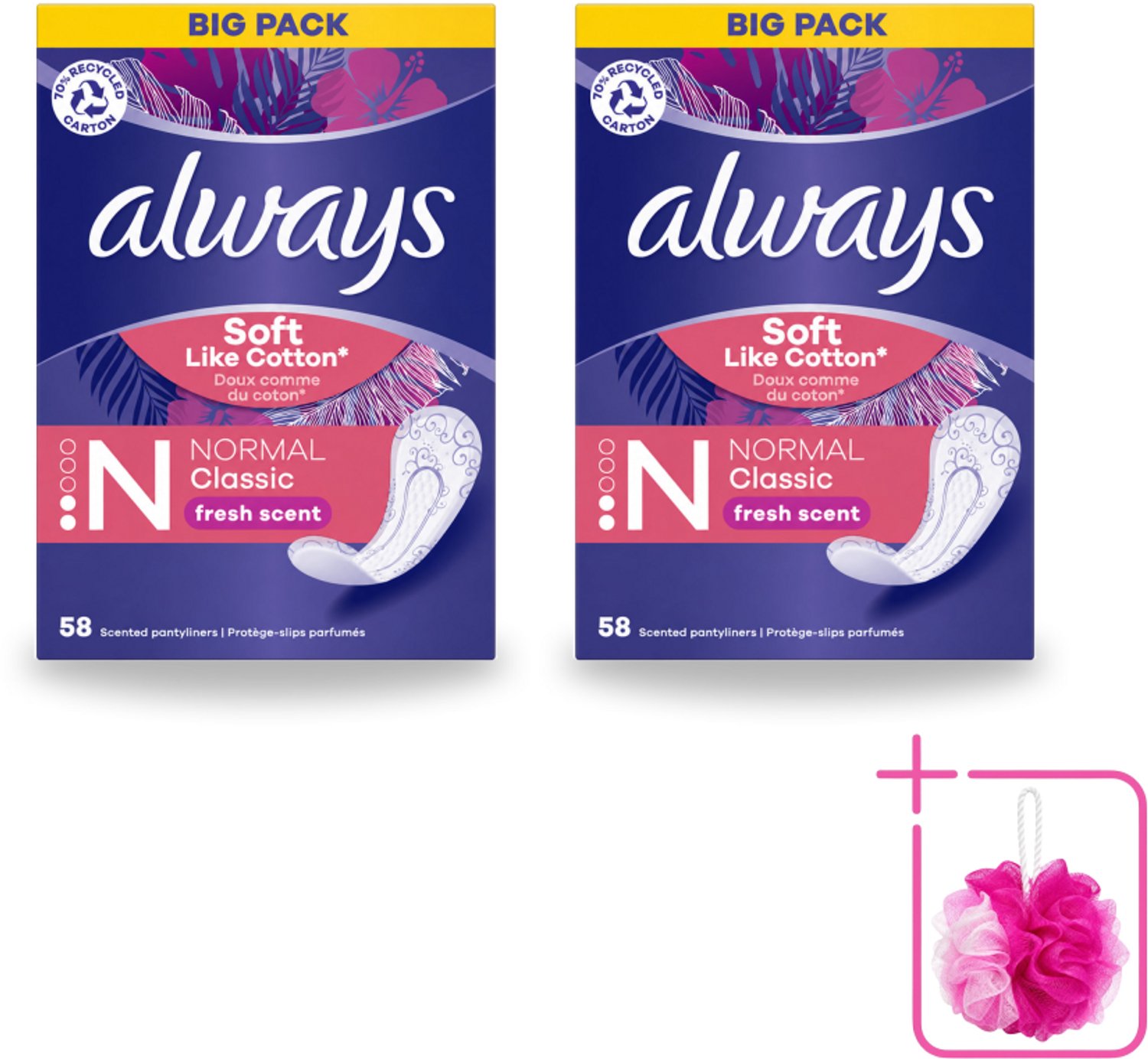 2 x Always - Inlegkruisjes - Normal - Fresh - Voordeelverpakking - Bulkverpakking - Inlegkruisjes - Douchemop - Altijd