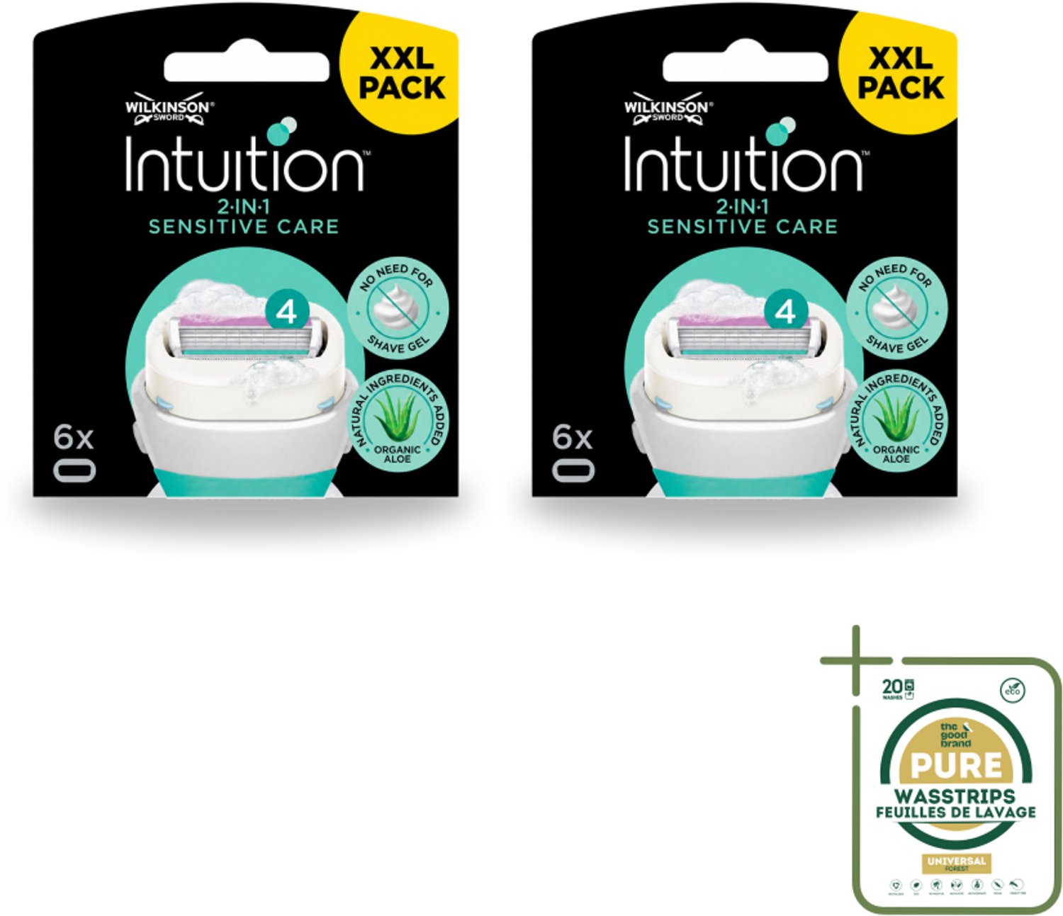 2 x Wilkinson Intuition - Navulmesjes - 2 in 1 Sensitive Care - Voor Gevoelige Huid - 6 mesjes - Wasstrips - Gevoelige Huid - Scheren Voor Gevoelige Huid - Navulmesjes - 2 In 1 Scheersysteem - Schuimende Huidconditioner