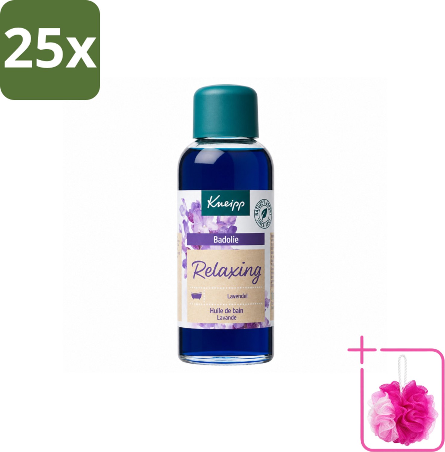 25 x Kneipp - Badolie - Lavendel - Ontspannende geur - 100 ml - Bulkverpakking - Badolie lavendel - Douchemop - Ontspanning