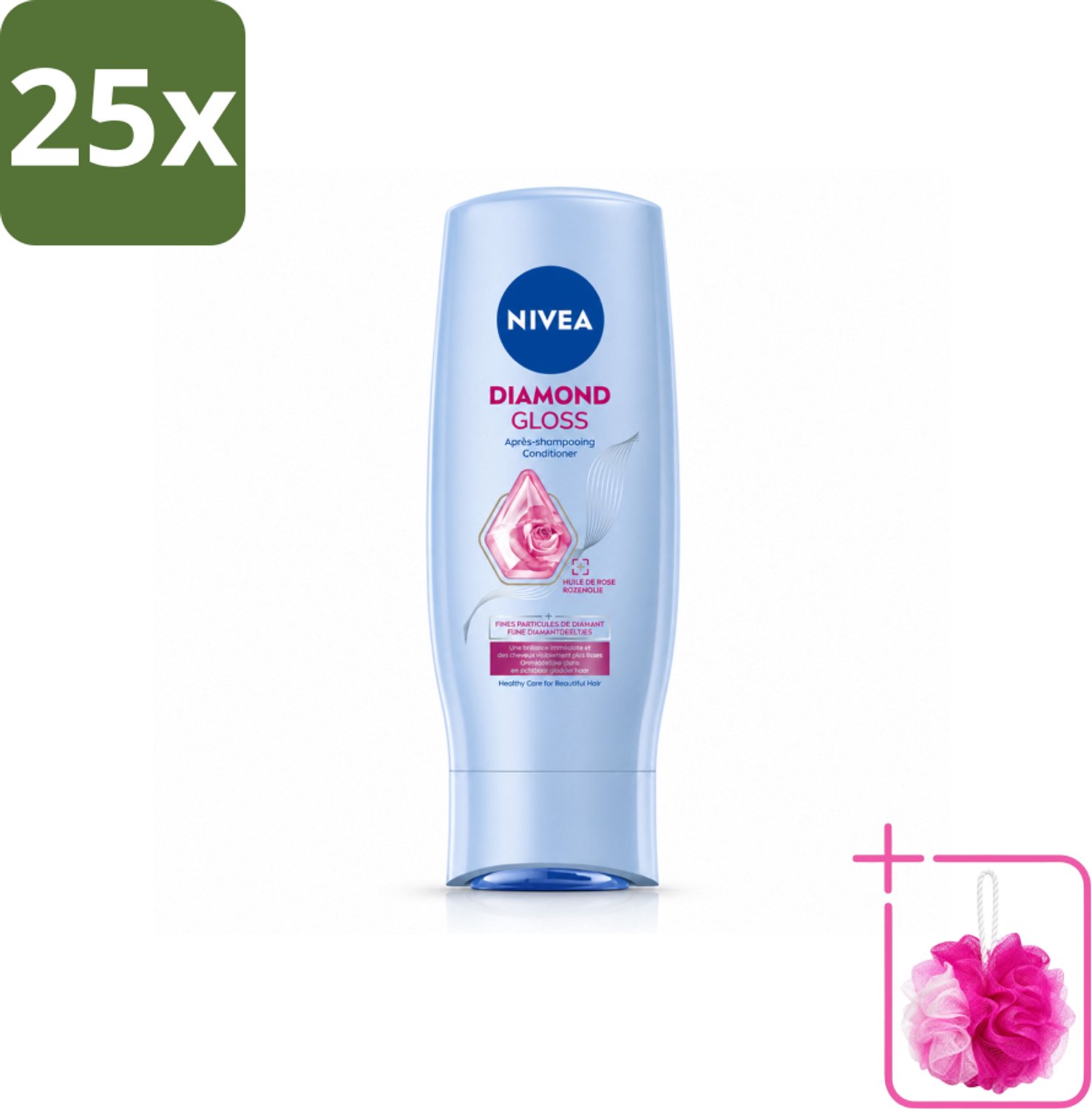 25 x NIVEA - Diamantglans Conditioner - Crèmespoeling - Voor Glans - 200 ml - Bulkverpakking - Diamant glans - Douchemop - Haar verzorgen