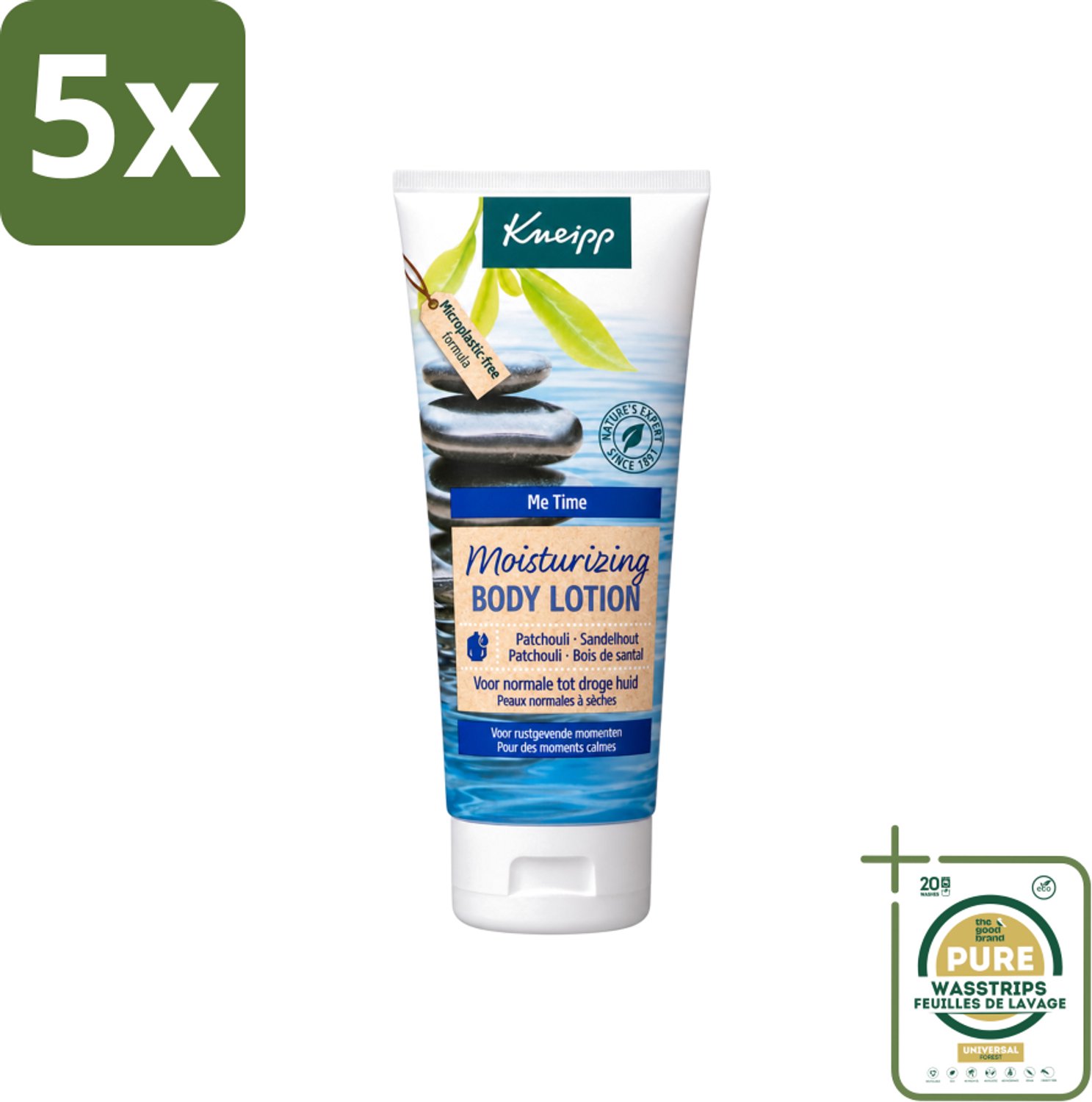5 x Kneipp - Body lotion - Me‑Time - Patchouli & Sandelhout - 200 ml - Wasstrips - Kneipp Bodylotion Me-Time - Rustgevende Bodylotion - Natuurlijke Bodylotion - Patchouli En Sandelhout - Huidverzorging