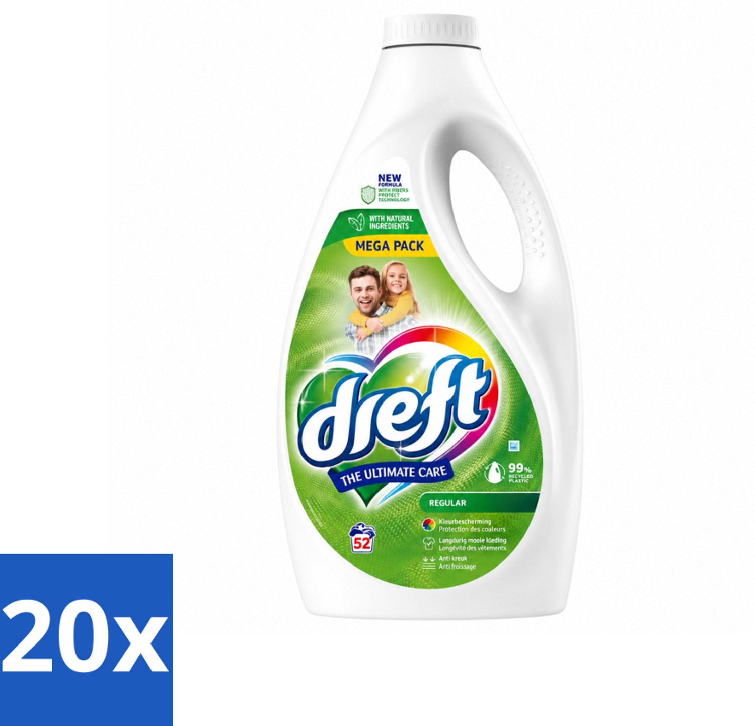 20 x Dreft – Regular – Vloeibaar Wasmiddel – 2,34 liter – 52 wasbeurten - Voordeelverpakking - 20 stuks