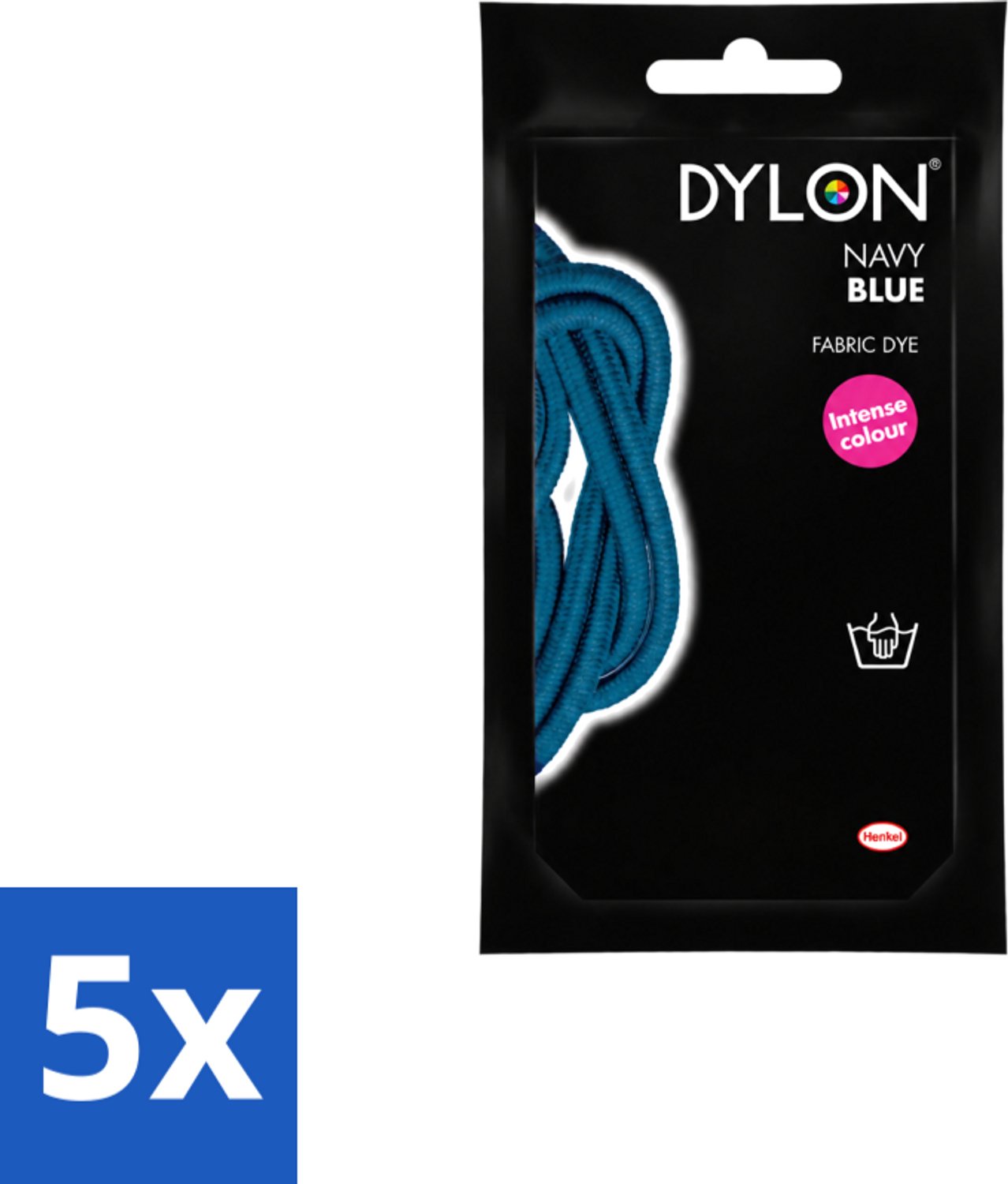 5 x DYLON – Textielverf Handwas – Navy Blue – 50 g - Voordeelverpakking - 5 stuks